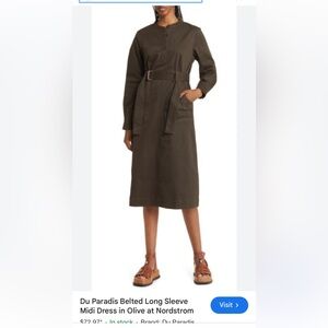 Du Paradis dress olive with buckle NWT size large from Nordstroms